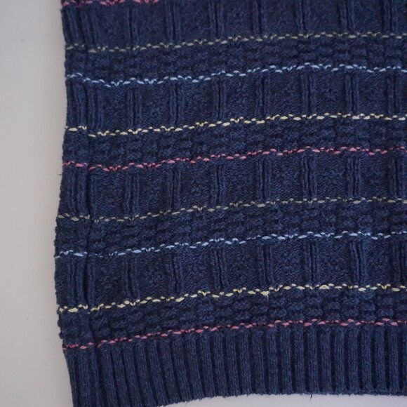 Vintage Northern Reflections Navy Stripe Knit Collared Cottagcore Sweater M - Picture 6 of 9